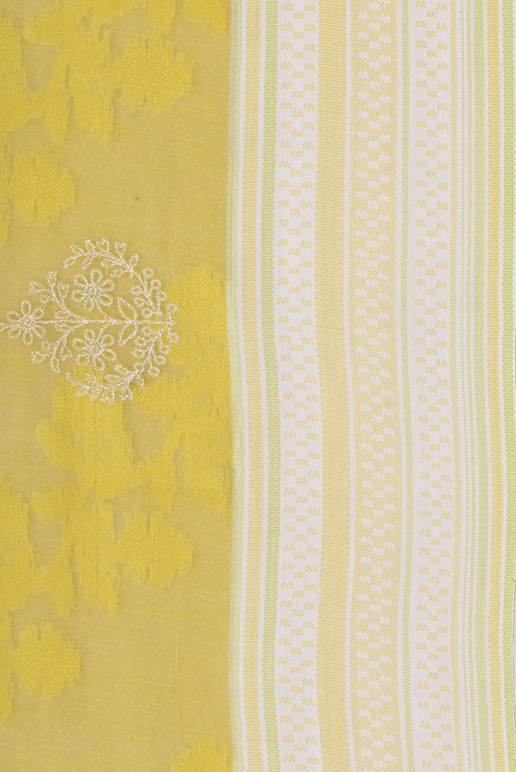 Border image of Parrot Green Dual Tone Tussar Silk Saree with Embroidery on the body and Thread Border. 