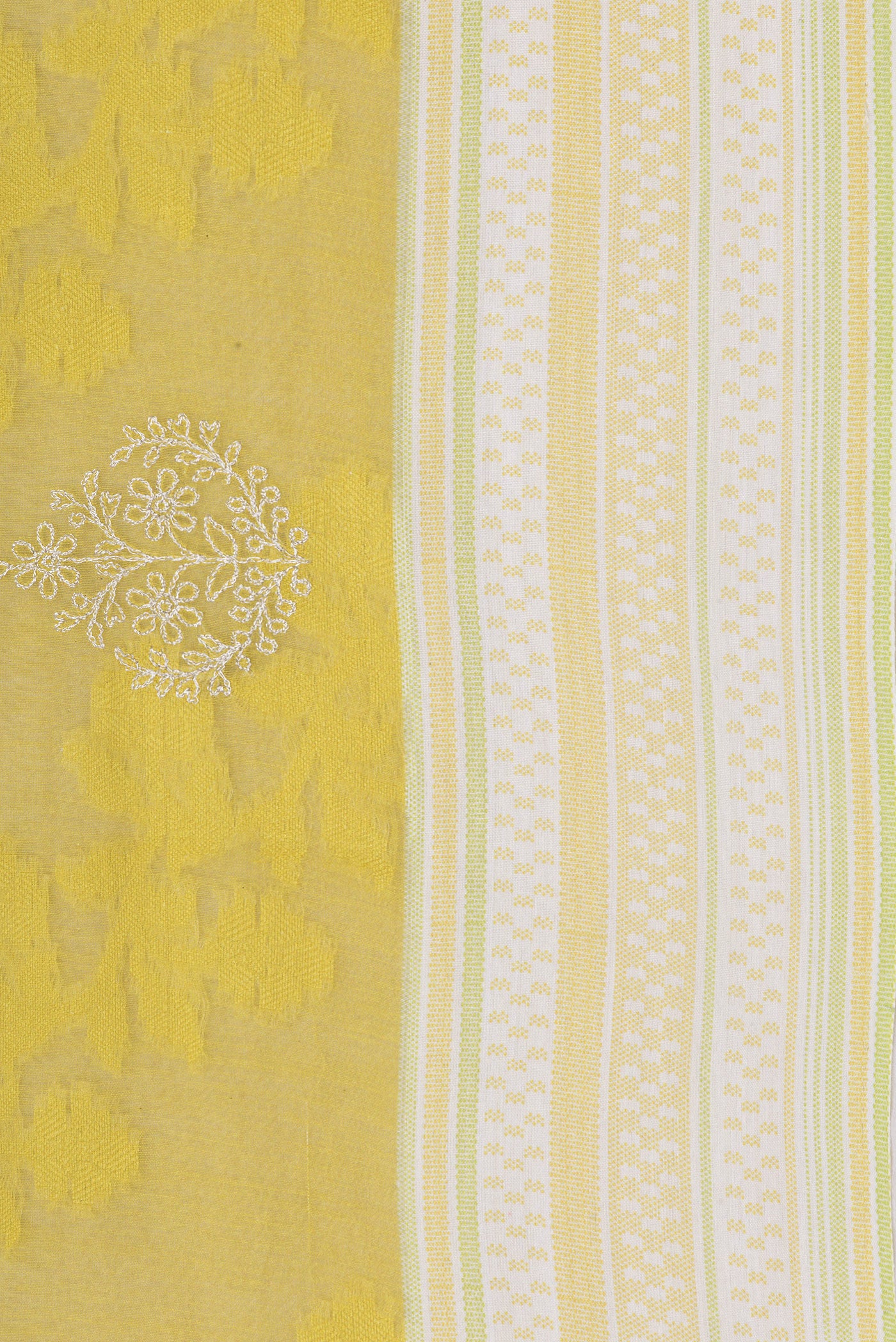 Border image of Parrot Green Dual Tone Tussar Silk Saree with Embroidery on the body and Thread Border. 