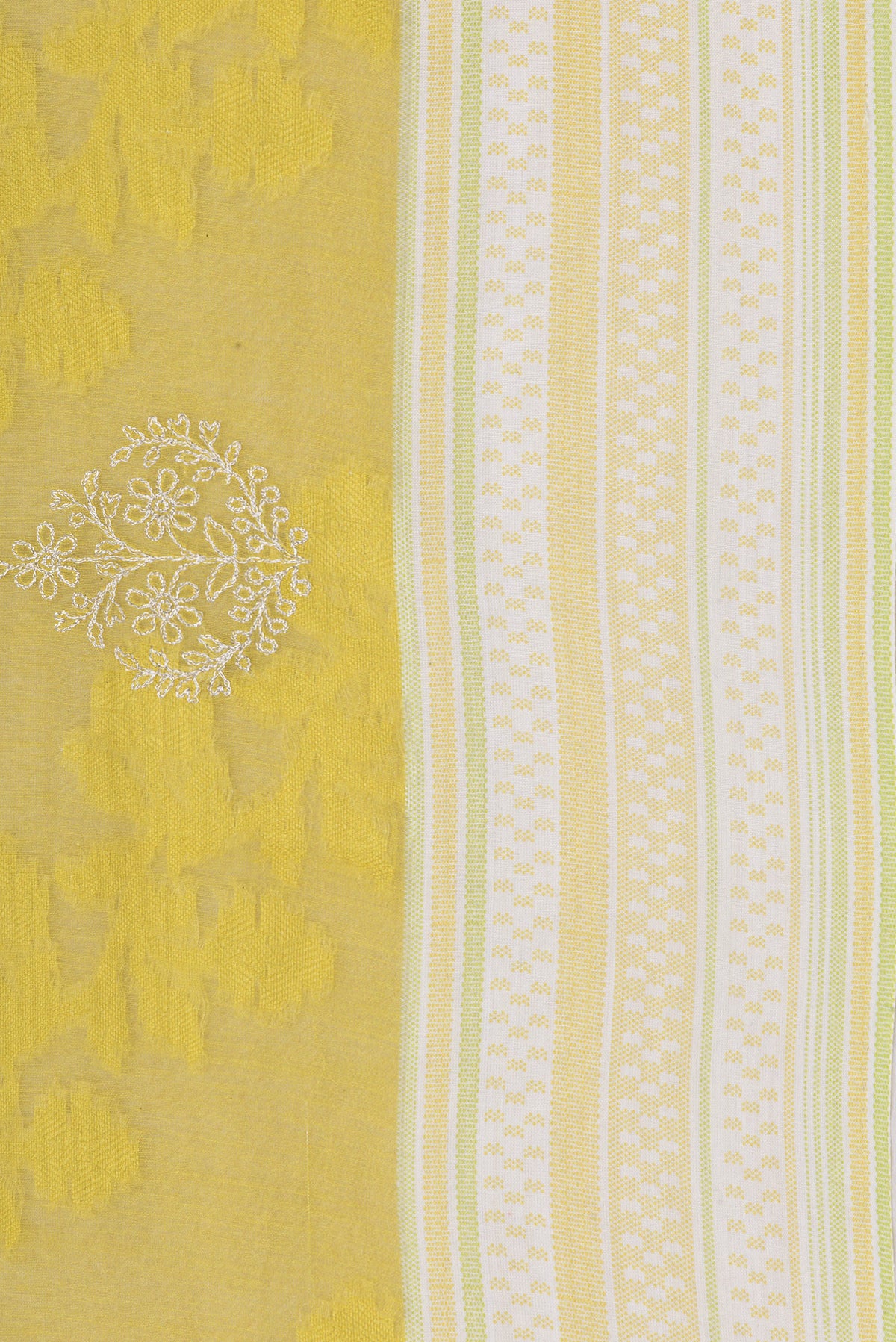Border image of Parrot Green Dual Tone Tussar Silk Saree with Embroidery on the body and Thread Border. 