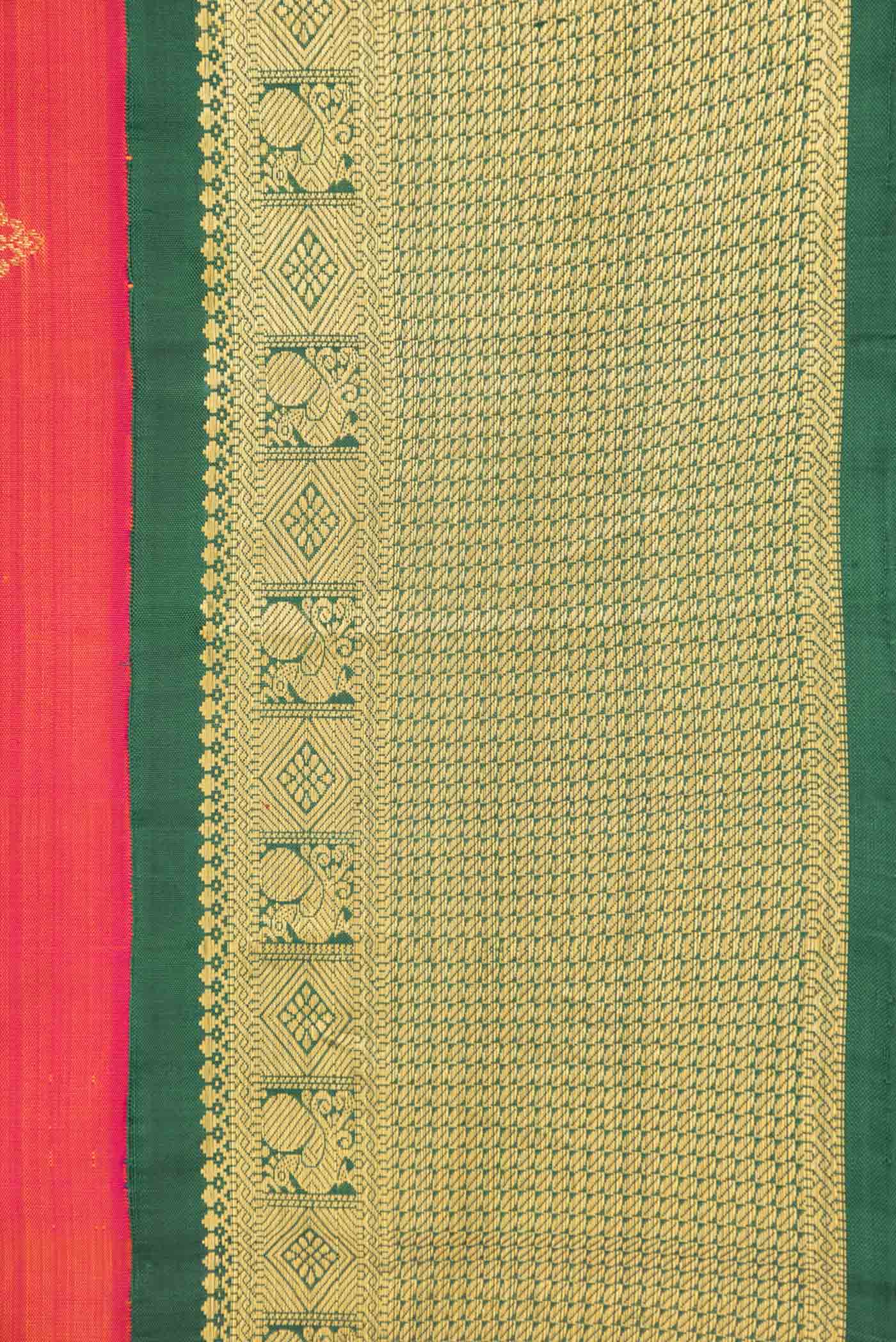 Border image of Pink Dual Tone Kanchipuram Silk Saree with Zari Butta on the body and Zari Border