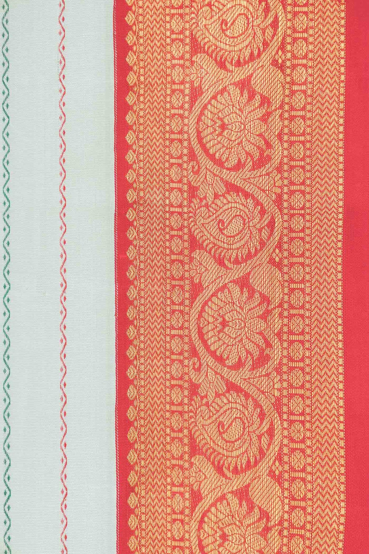 Border image of Light Blue Kanchipuram Silk Saree with Veldhari on the body and Ganga Jamuna Border