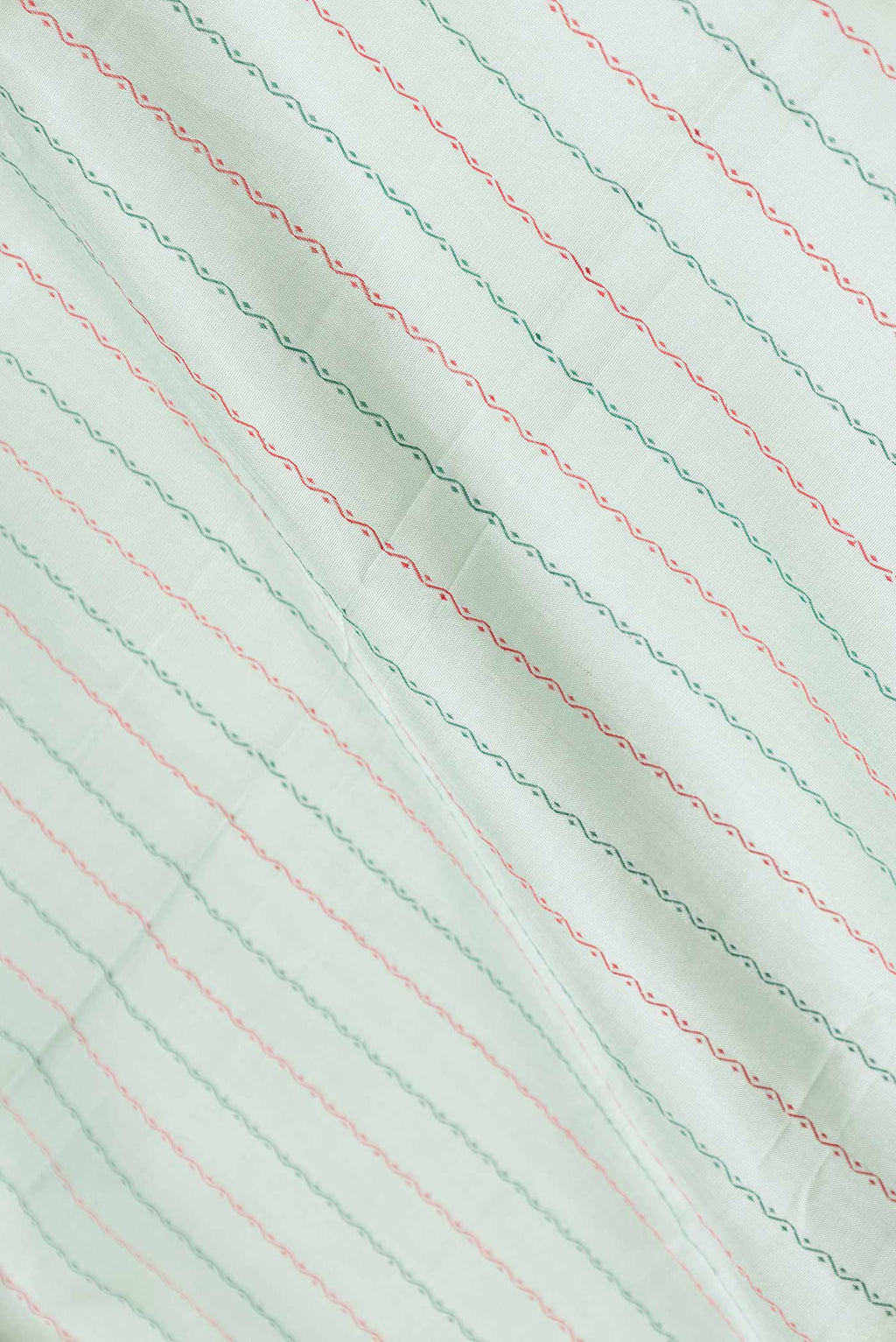 Close up of Light Blue Kanchipuram Silk Saree with Veldhari on the body and Ganga Jamuna Border displaying folds