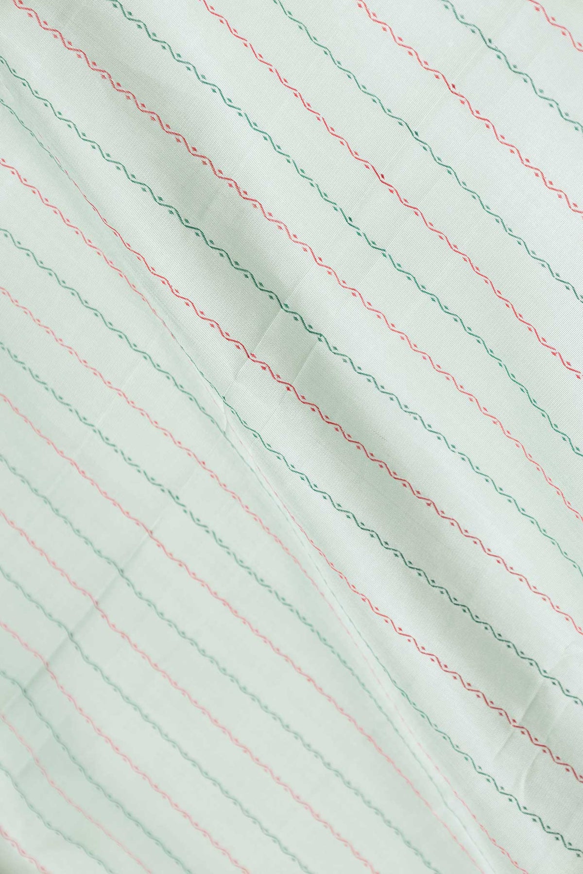 Close up of Light Blue Kanchipuram Silk Saree with Veldhari on the body and Ganga Jamuna Border displaying folds