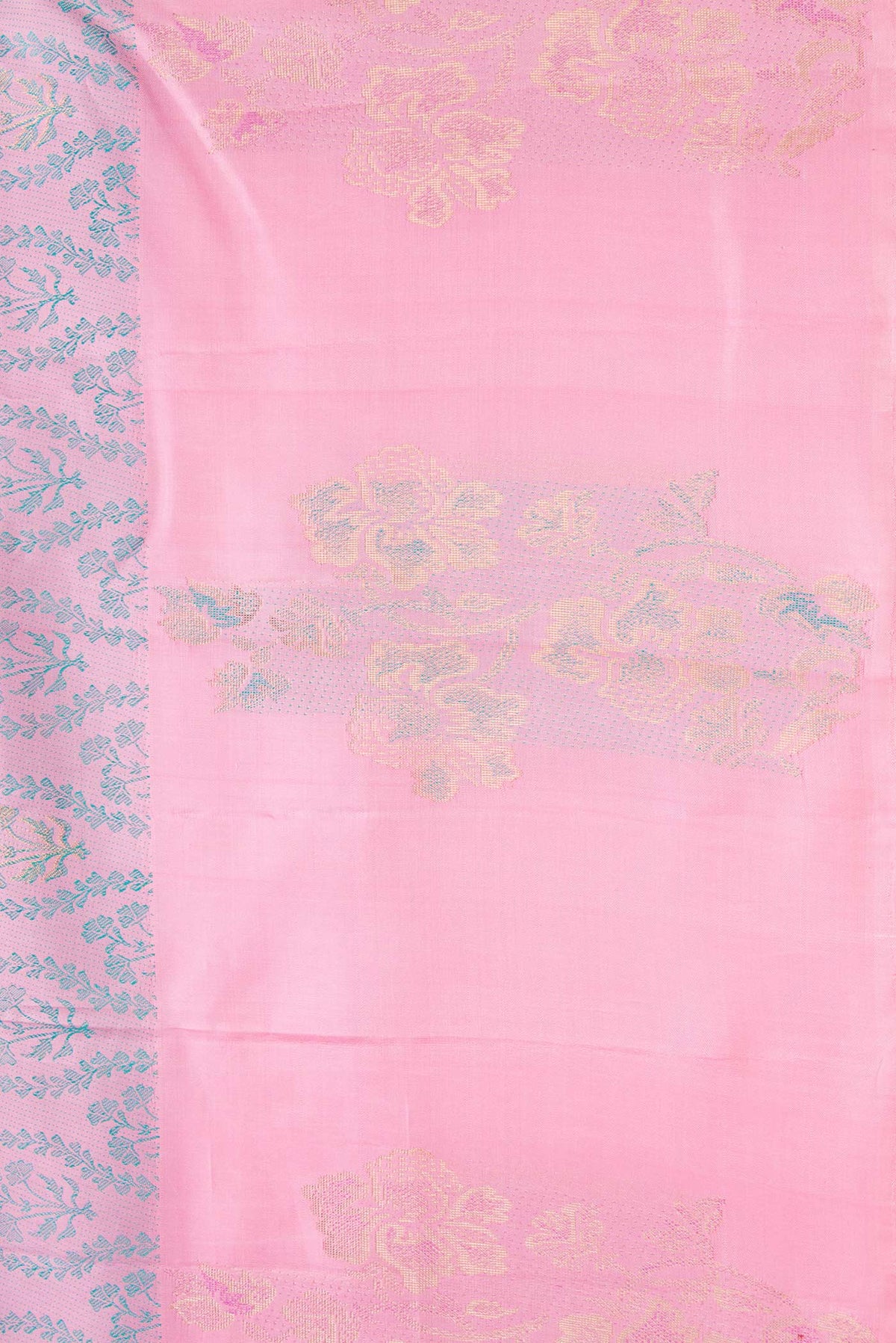 Border image of Pure Silk Pure Zari Pink Dual Tone Kanchipuram Saree with Jacquard design on the body and Fancy Border
