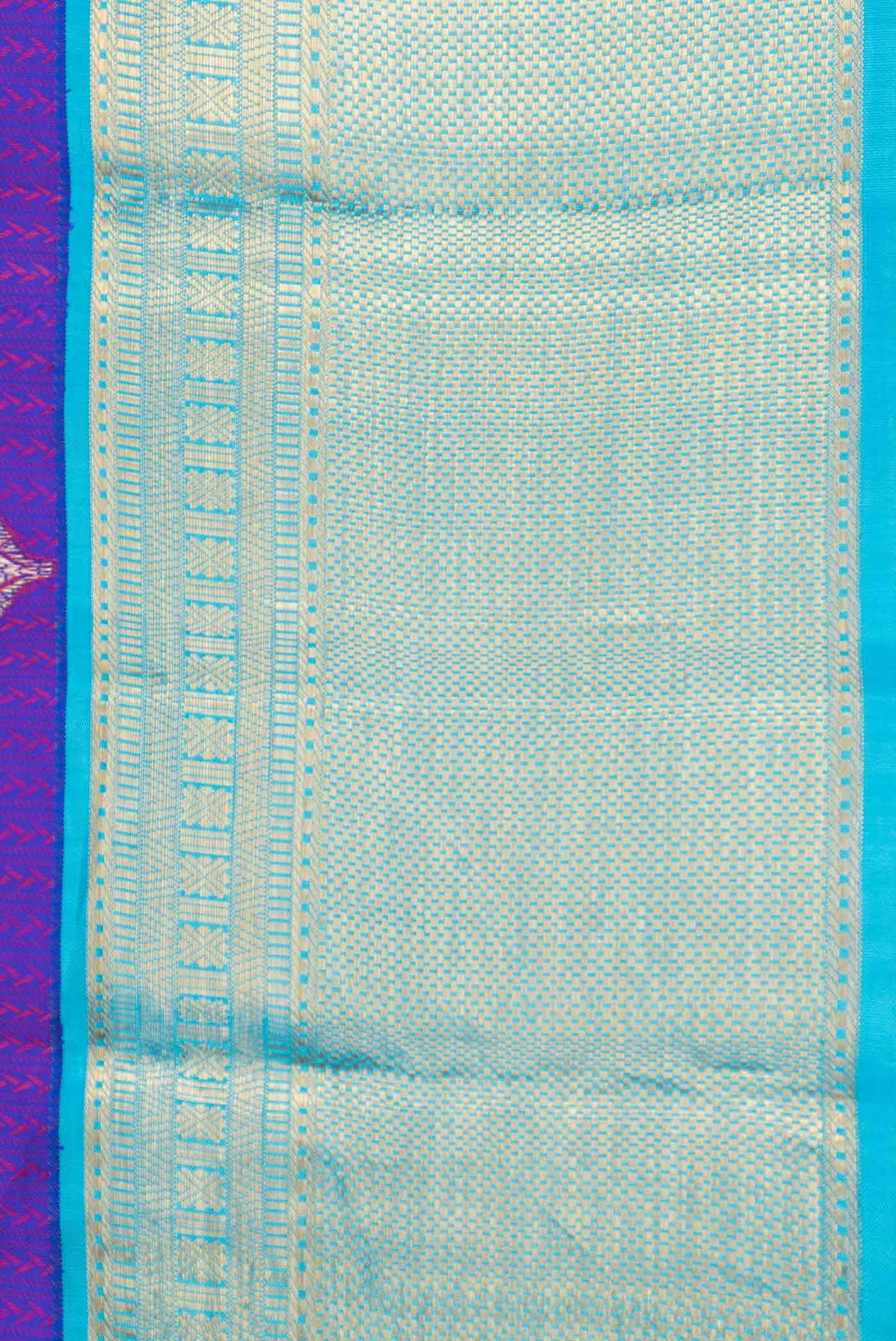 Border image of Royal Blue Dual Tone Kanchipuram Saree with Jacquard With Zari Butta on the body and Zari Border