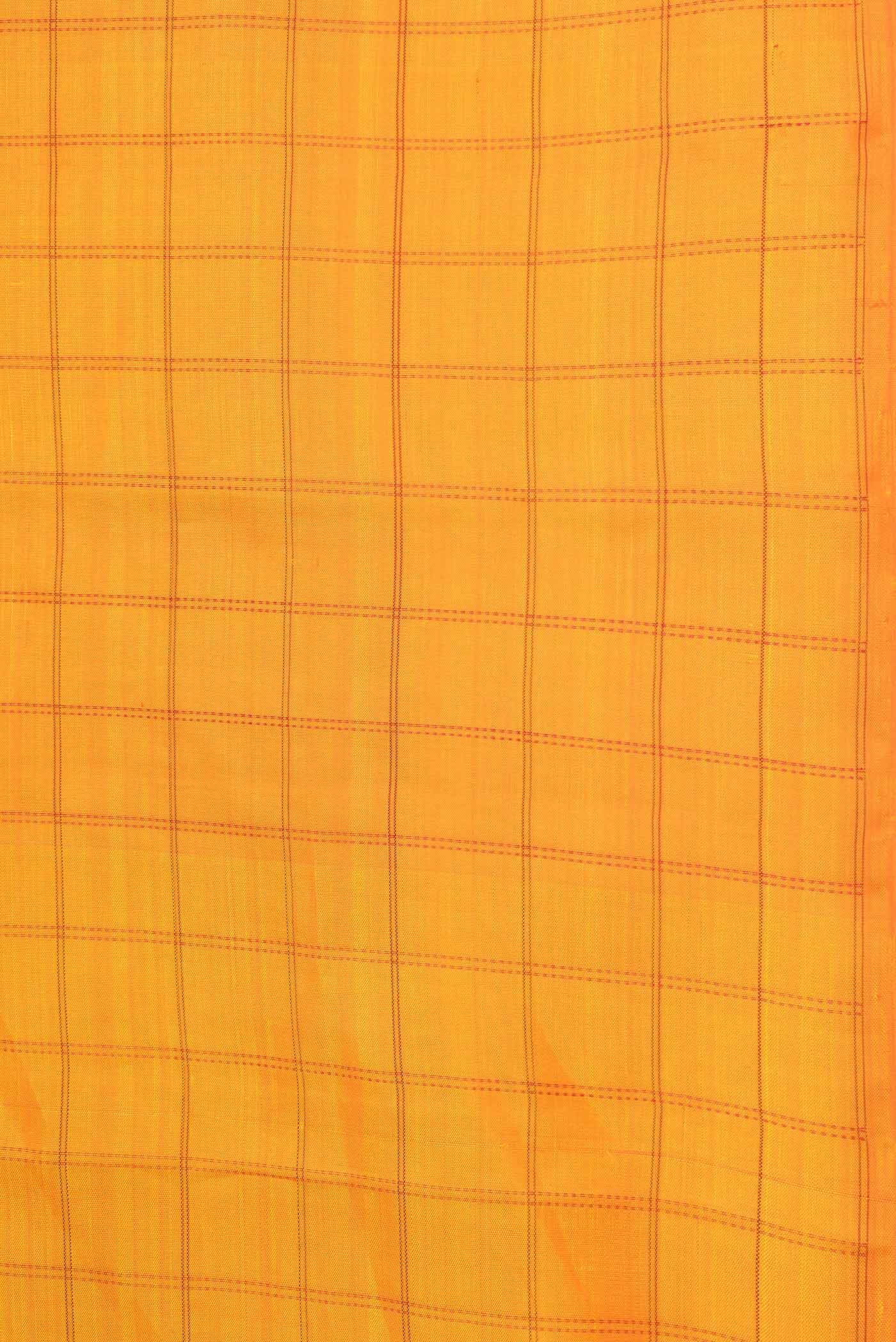 Border image of Orange Dual Tone Kanchipuram Saree with Checked design on the body and Without Border