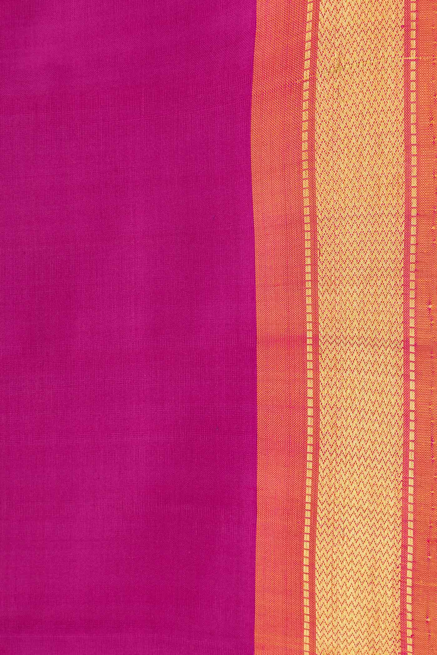Border image of Magenta Dual Tone Kanjivaram Saree with Plain Body and Zari Border. 