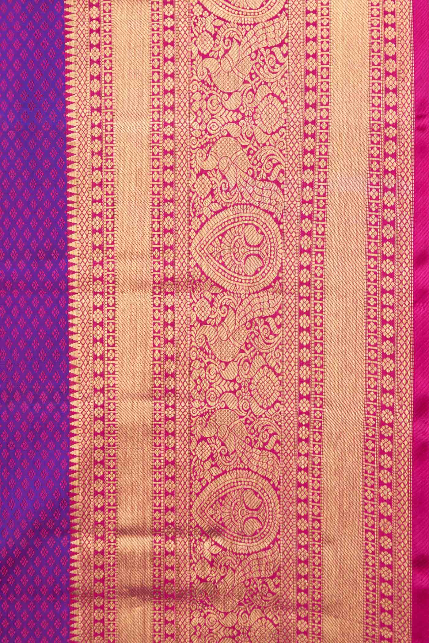 Border image of Purple Dual Tone Kanchipuram Saree with Jacquard With Zari Butta on the body and Zari Border