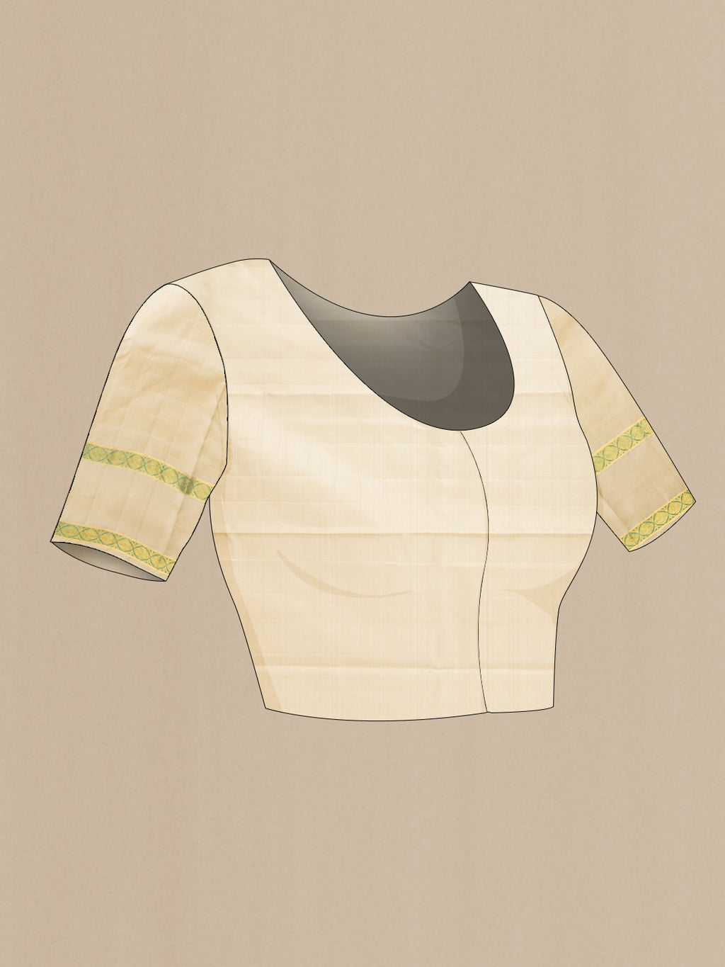 Close up image of the blouse of Pink Dual Tone Kanjivaram Silk Saree with Checked design on the body and Zari Border. 