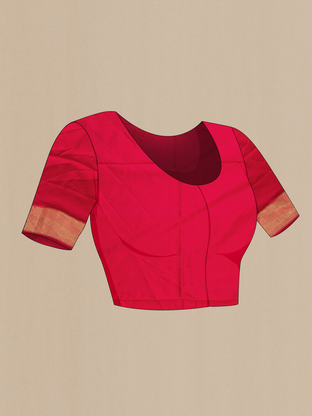 Close up image of the blouse of Off White Pochampally Silk Saree with Pure Ikat on the body and Zari Border