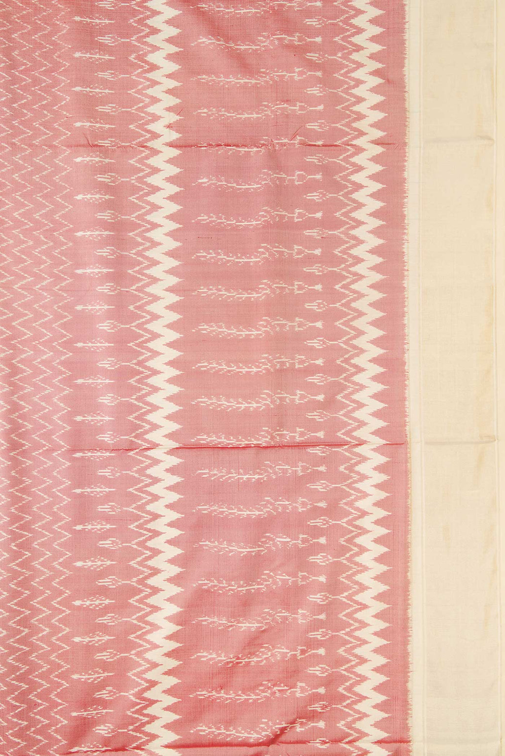 Border image of Coral Pochampally Silk Saree with Pure Ikat on the body and Zari Border
