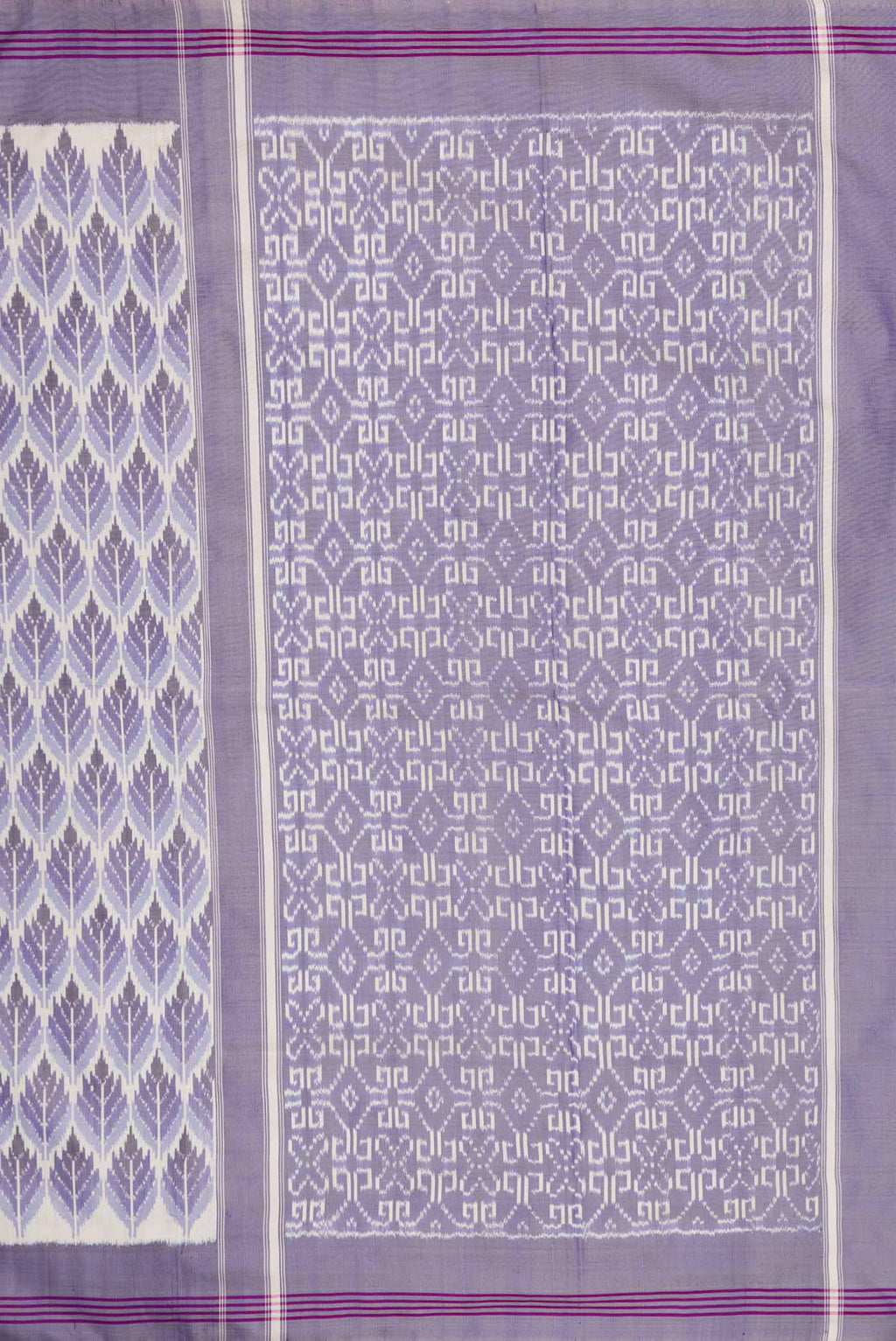 Close up image of the pallu of Multi Color Pochampally Silk Saree with Pure Ikat on the body and Plain Border