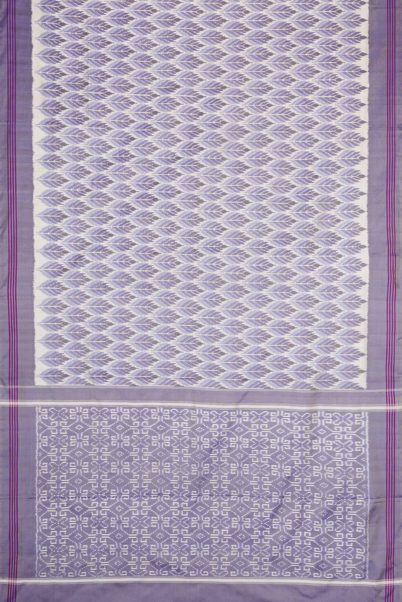 Flat view of Multi Color Pochampally Silk Saree with Pure Ikat on the body and Plain Border