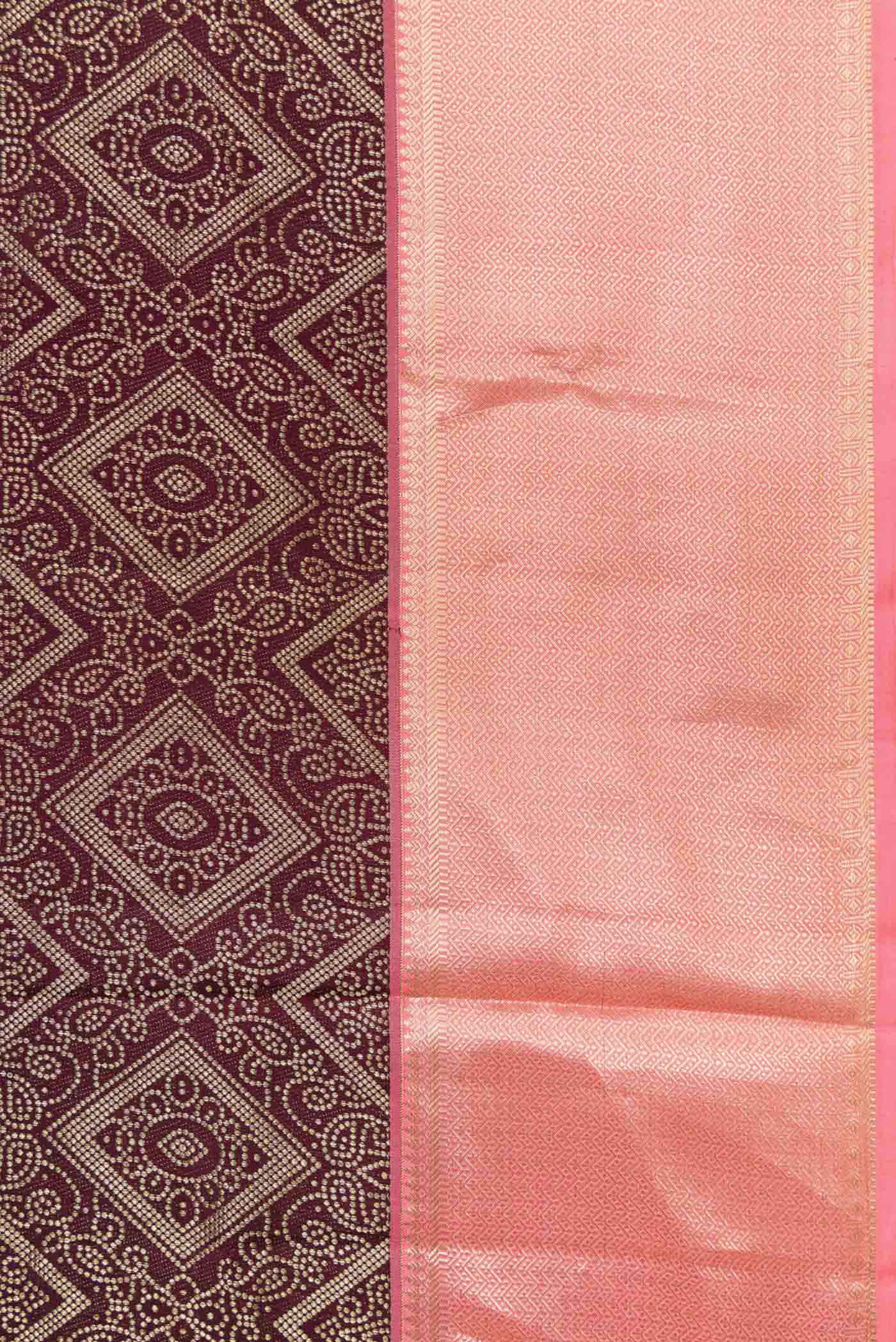 Border image of Coffee Brown Dual Tone Kanchipuram Silk Saree with Zari Brocade on the body and Zari Border. 