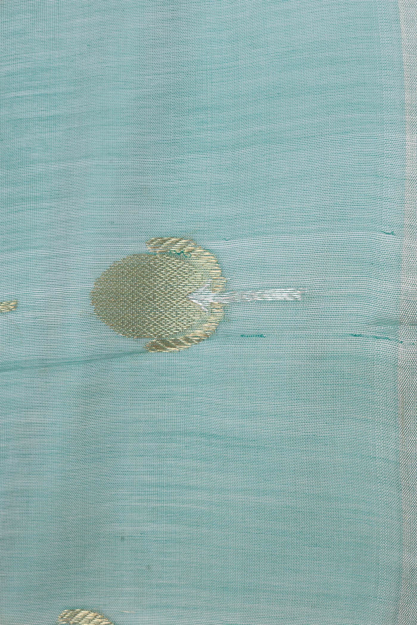 Border image of Sea Green Dual Tone Organza Silk Saree with Zari Butta on the body and Zari Border. 