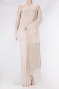 Rose Gold Dual Tone Tussar Silk Saree with Zari Butta on the body and Plain Border.  displayed on a mannequin
