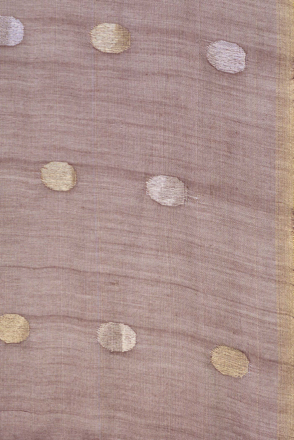 Border image of Brown Dual Tone Tussar Silk Saree with Zari Butta on the body and Thin Zari Line. 