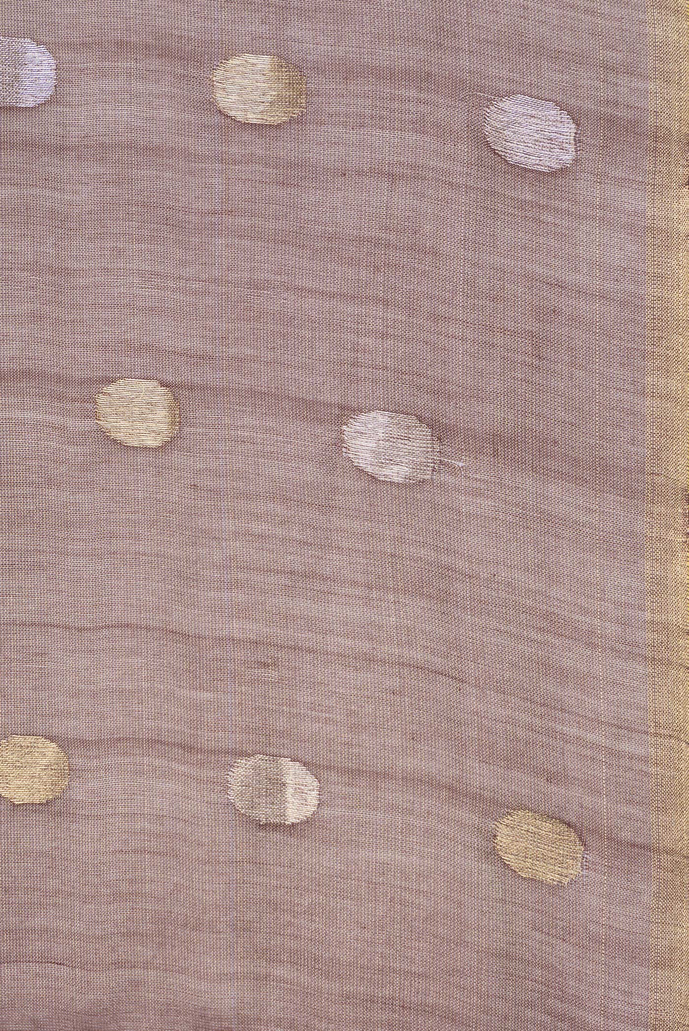 Border image of Brown Dual Tone Tussar Silk Saree with Zari Butta on the body and Thin Zari Line. 
