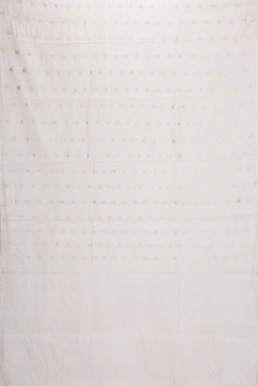 Flat view of Beige Dual Tone Chanderi Silk Saree with Zari Butta on the body and Thin Zari Line. 