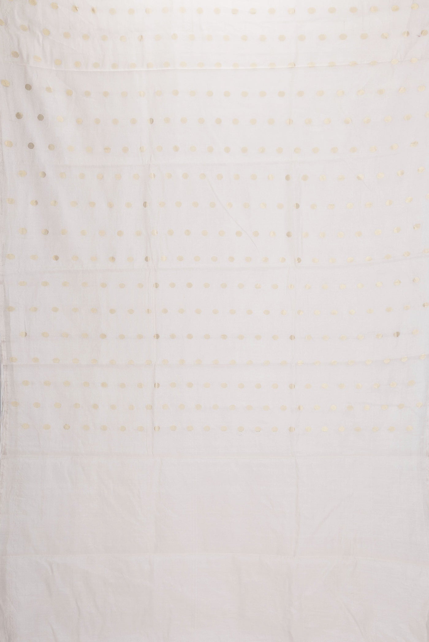Flat view of Beige Dual Tone Chanderi Silk Saree with Zari Butta on the body and Thin Zari Line. 