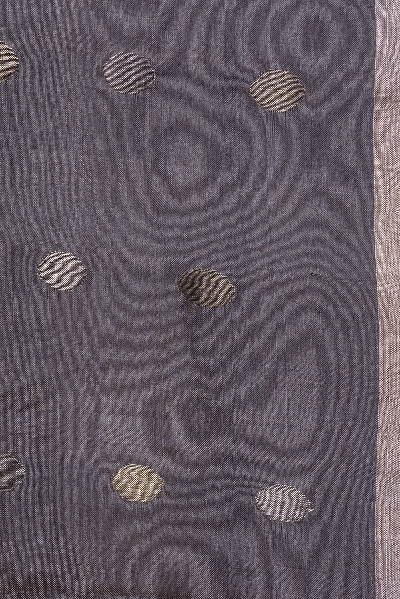 Border image of Grey Dual Tone Tussar Silk Saree with Zari Butta on the body and Zari Border. 
