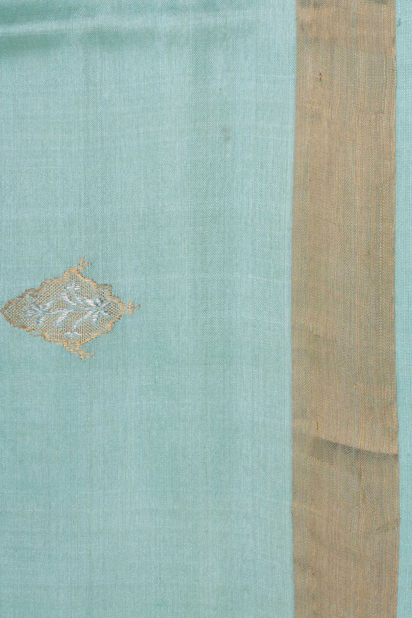 Border image of Sea Green Dual Tone Tussar Silk Saree with Zari Butta on the body and Zari Border. 