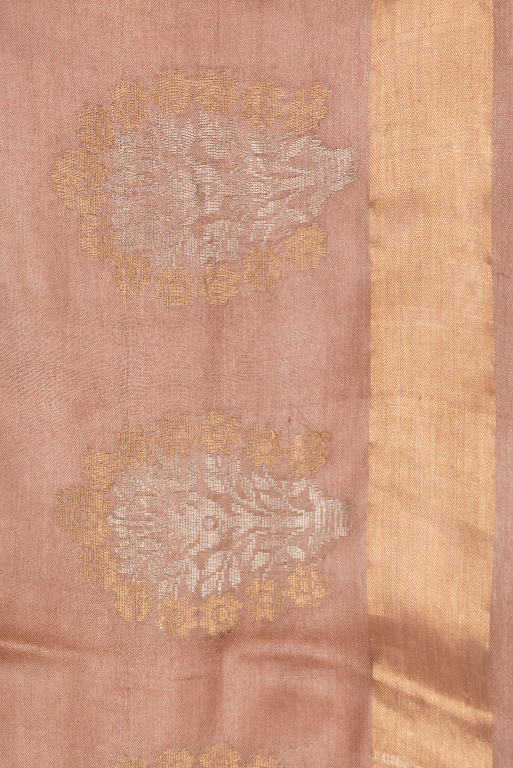 Border image of Brown Dual Tone Tussar Silk Saree with Plain Body and Fancy Border. 