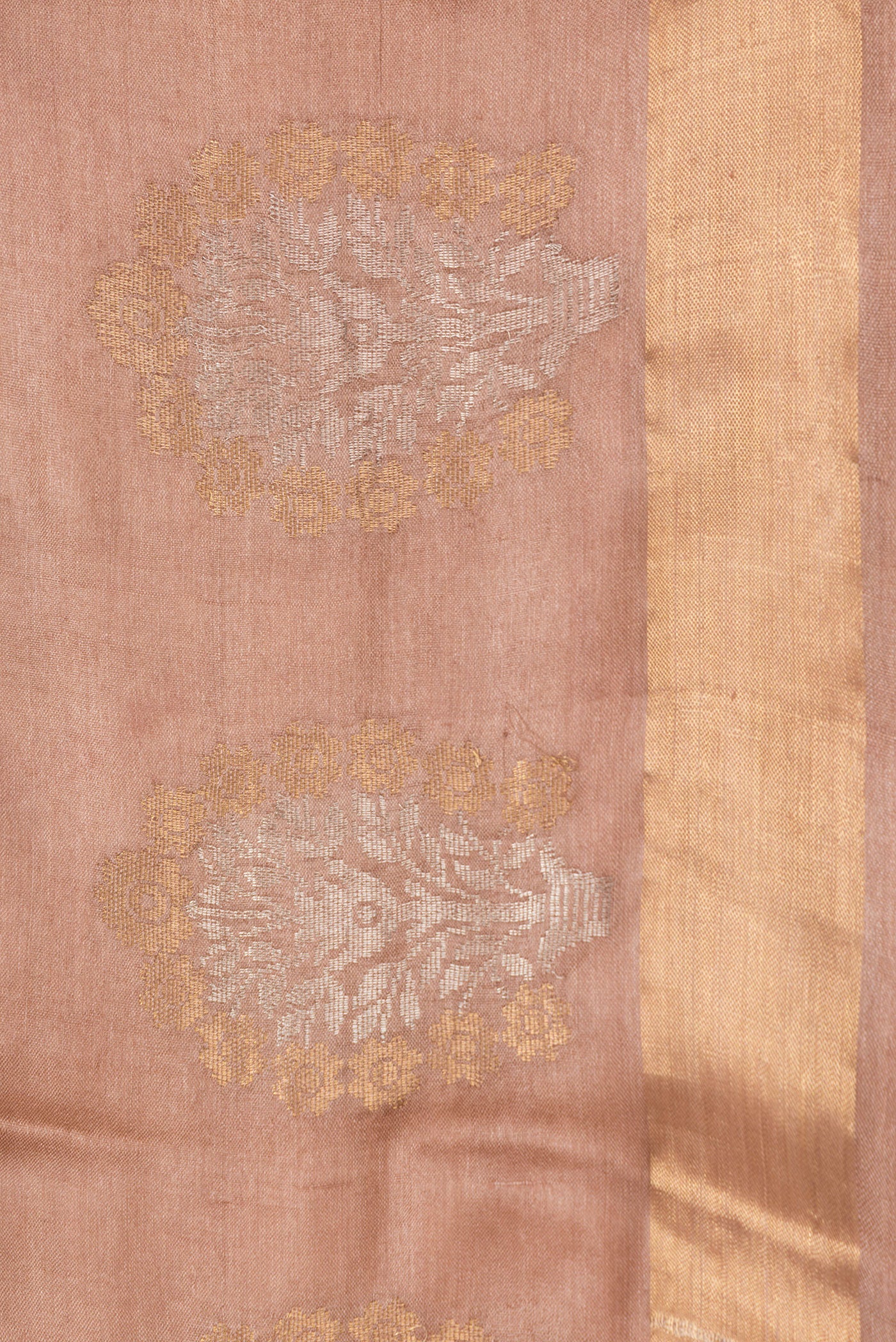 Border image of Brown Dual Tone Tussar Silk Saree with Plain Body and Fancy Border. 