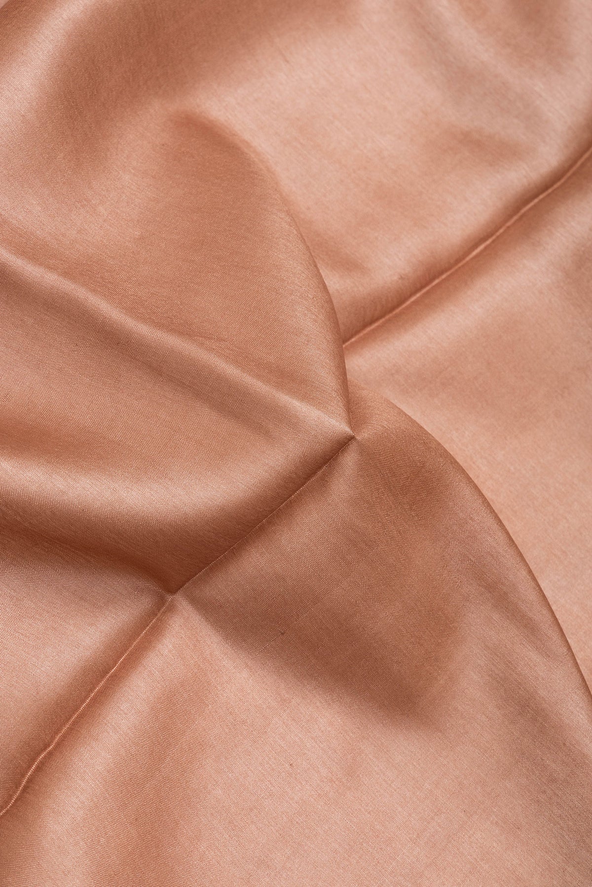 Close up of Brown Dual Tone Tussar Silk Saree with Plain Body and Fancy Border.  displaying folds