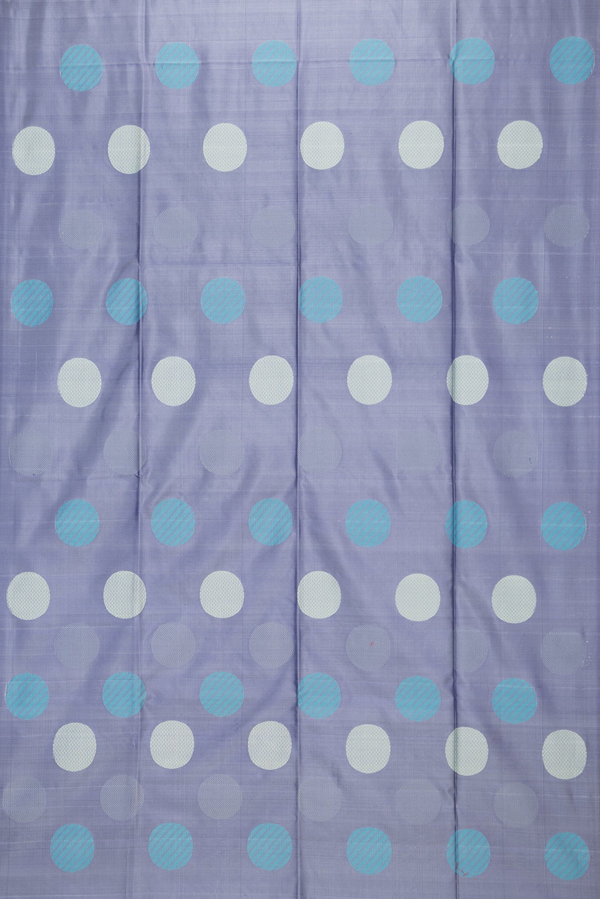 Flat view of Pure Silk Maya Blue Dual Tone Soft Saree with Thread Butta on the body and Without Border. 