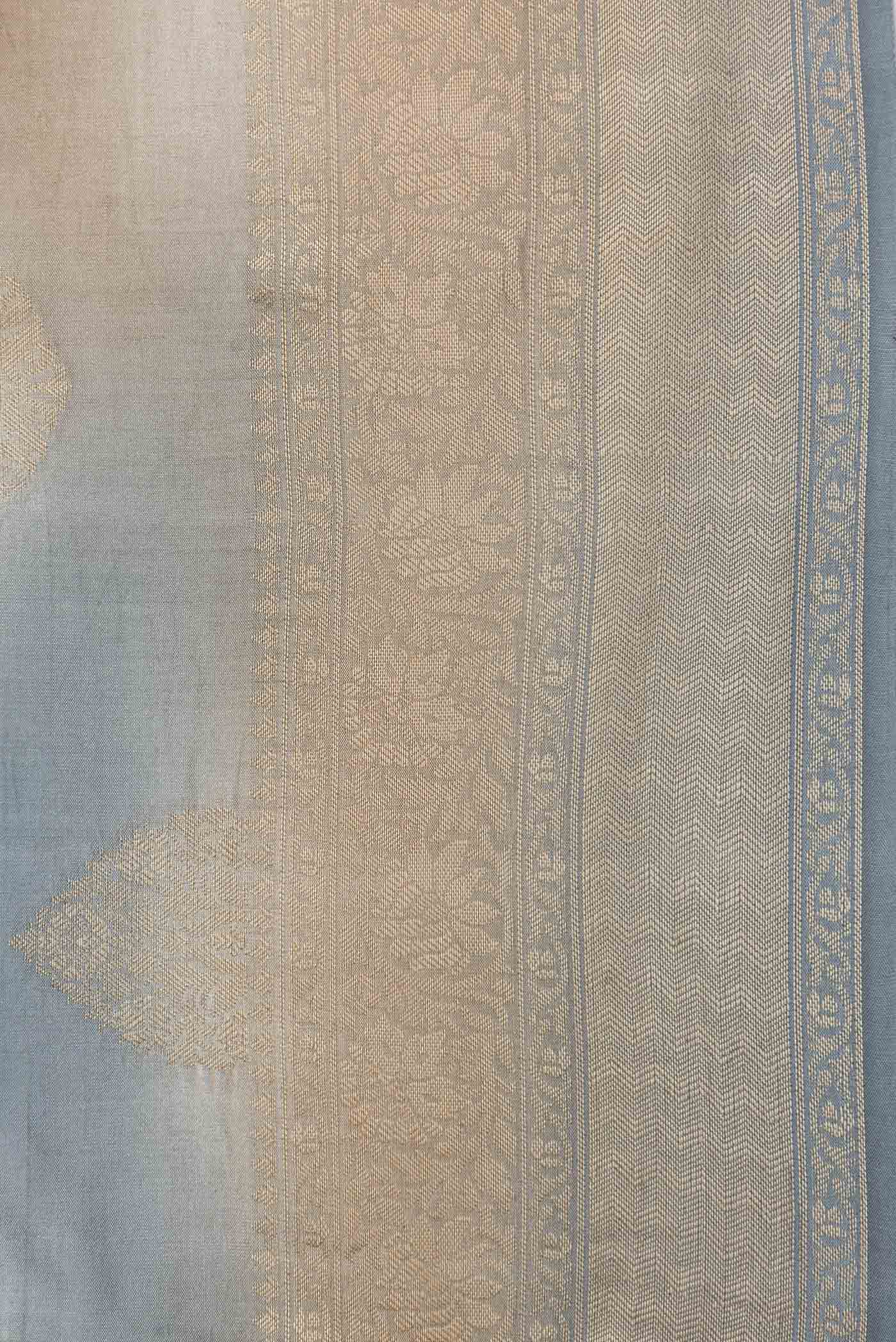 Border image of Multi Color Banarasi Raw Silk Saree with Zari Butta on the body and Zari Border