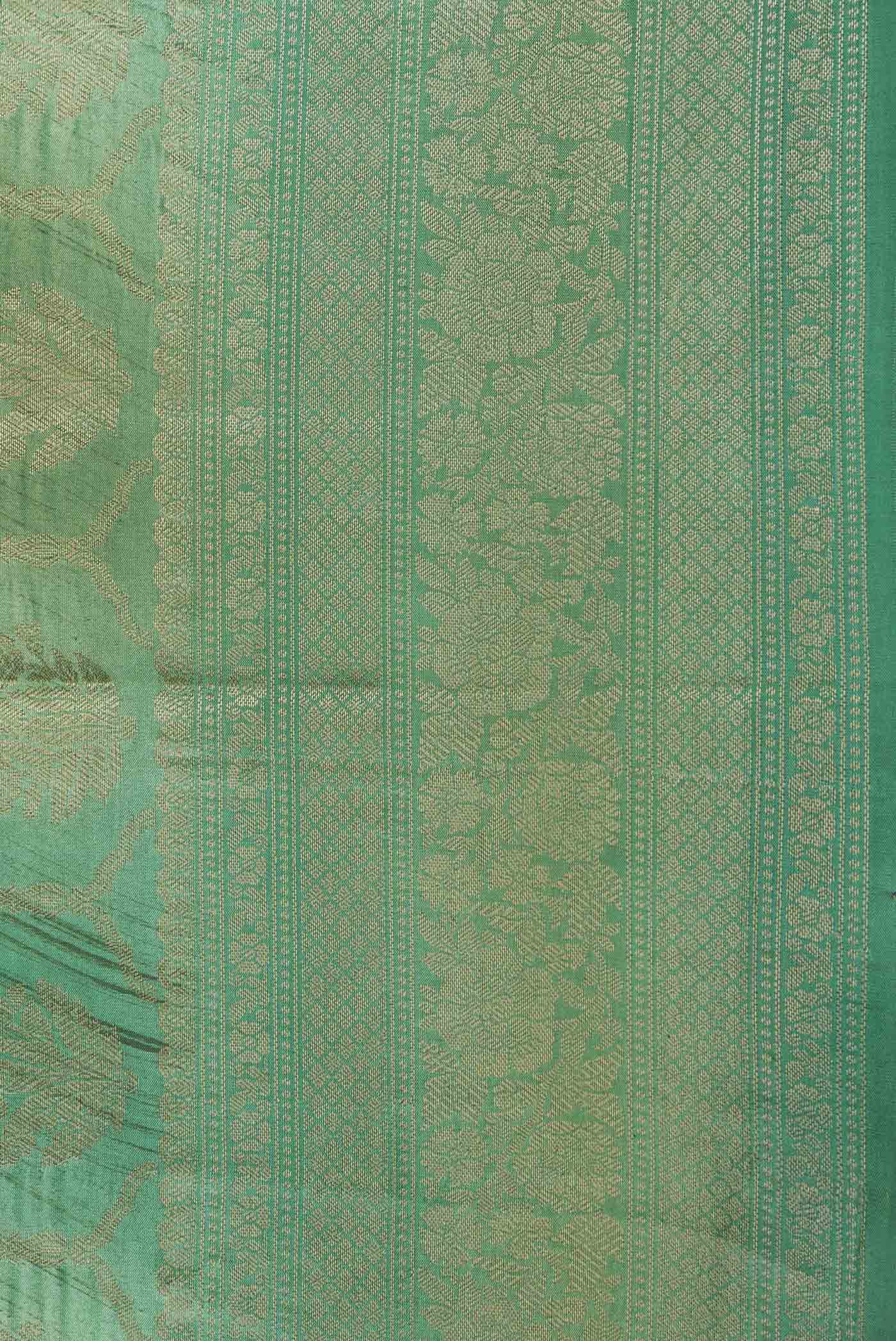 Border image of Sage Green Banarasi Raw Silk Saree with Zari Butta on the body and Zari Border