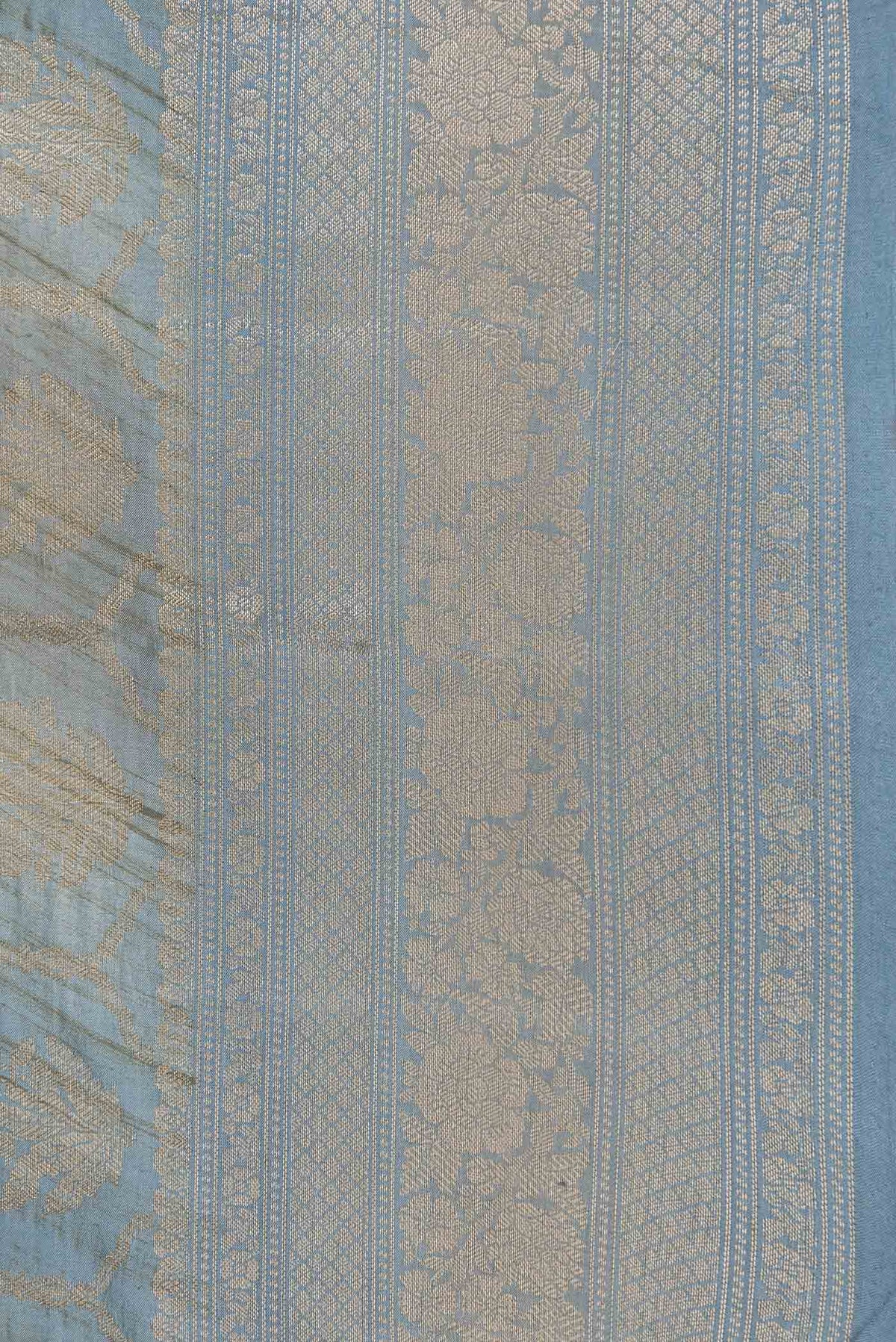 Border image of Grey Dual Tone Tussar Silk Saree with Zari Brocade on the body and Zari Border