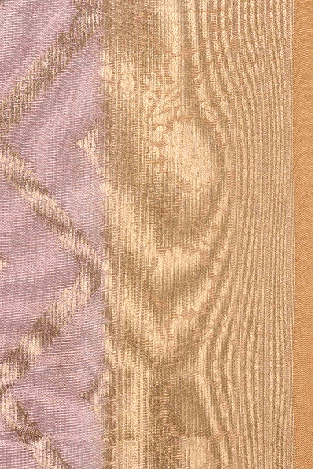 Border image of Lavender and Peach Color Banarasi Raw Silk Saree with Zig Zag design on the body and Zari Border