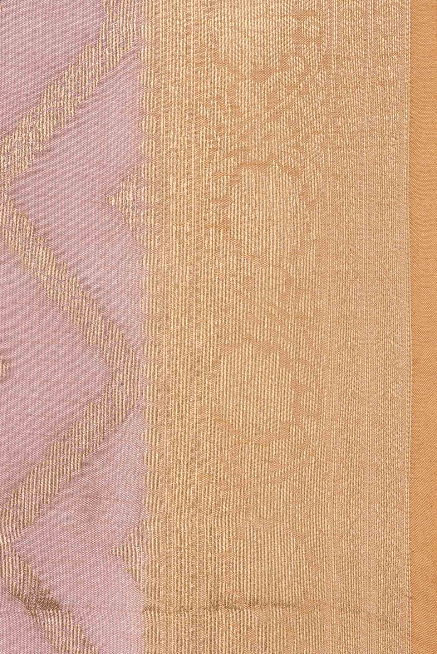 Border image of Lavender and Peach Color Banarasi Raw Silk Saree with Zig Zag design on the body and Zari Border