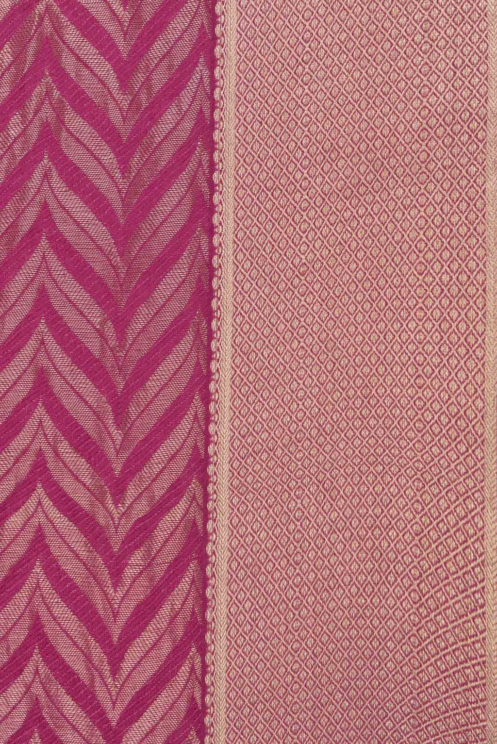 Border image of Light Magenta Mysore Crepe Saree with Zari Brocade on the body and Zari Border