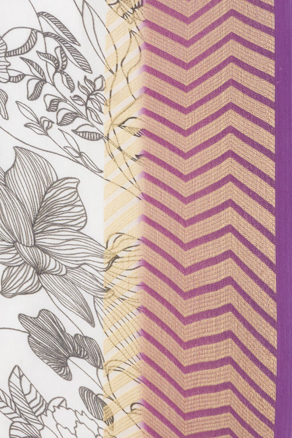 Border image of Off White Dual Tone Mysore Georgette Saree with Printed design on the body and Zari Border. 
