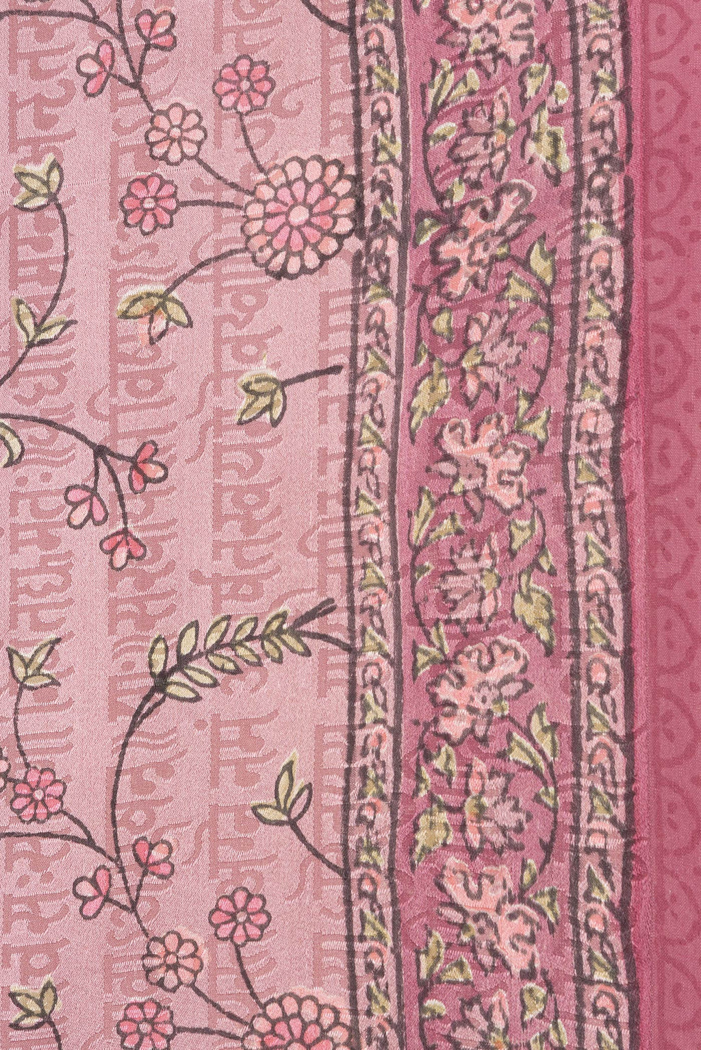Border image of Pink Dual Tone Mysore Georgette Saree with Printed design on the body and Printed Border. 