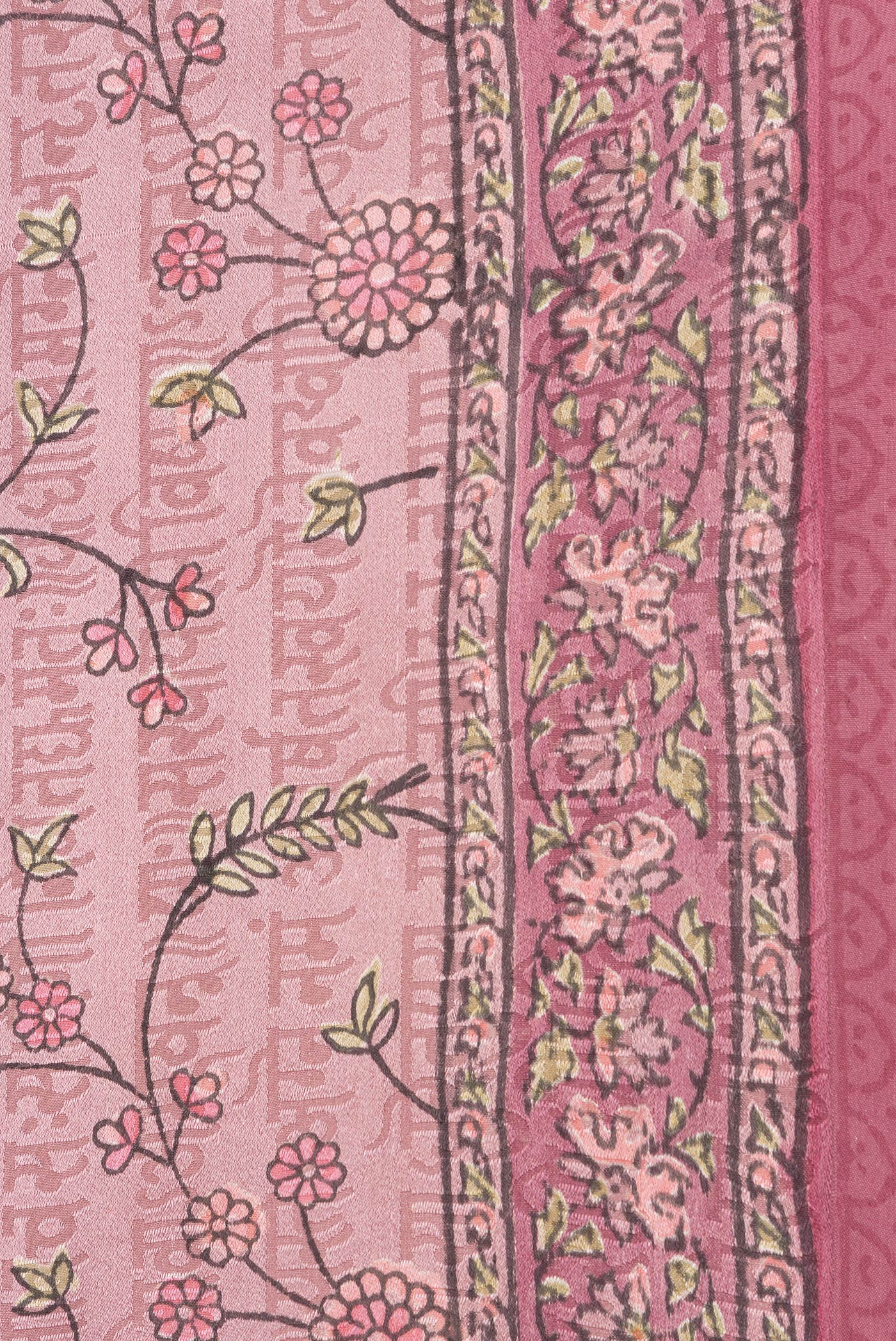 Border image of Pink Dual Tone Mysore Georgette Saree with Printed design on the body and Printed Border. 