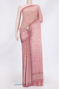 Pink Dual Tone Mysore Georgette Saree with Printed design on the body and Printed Border.  displayed on a mannequin