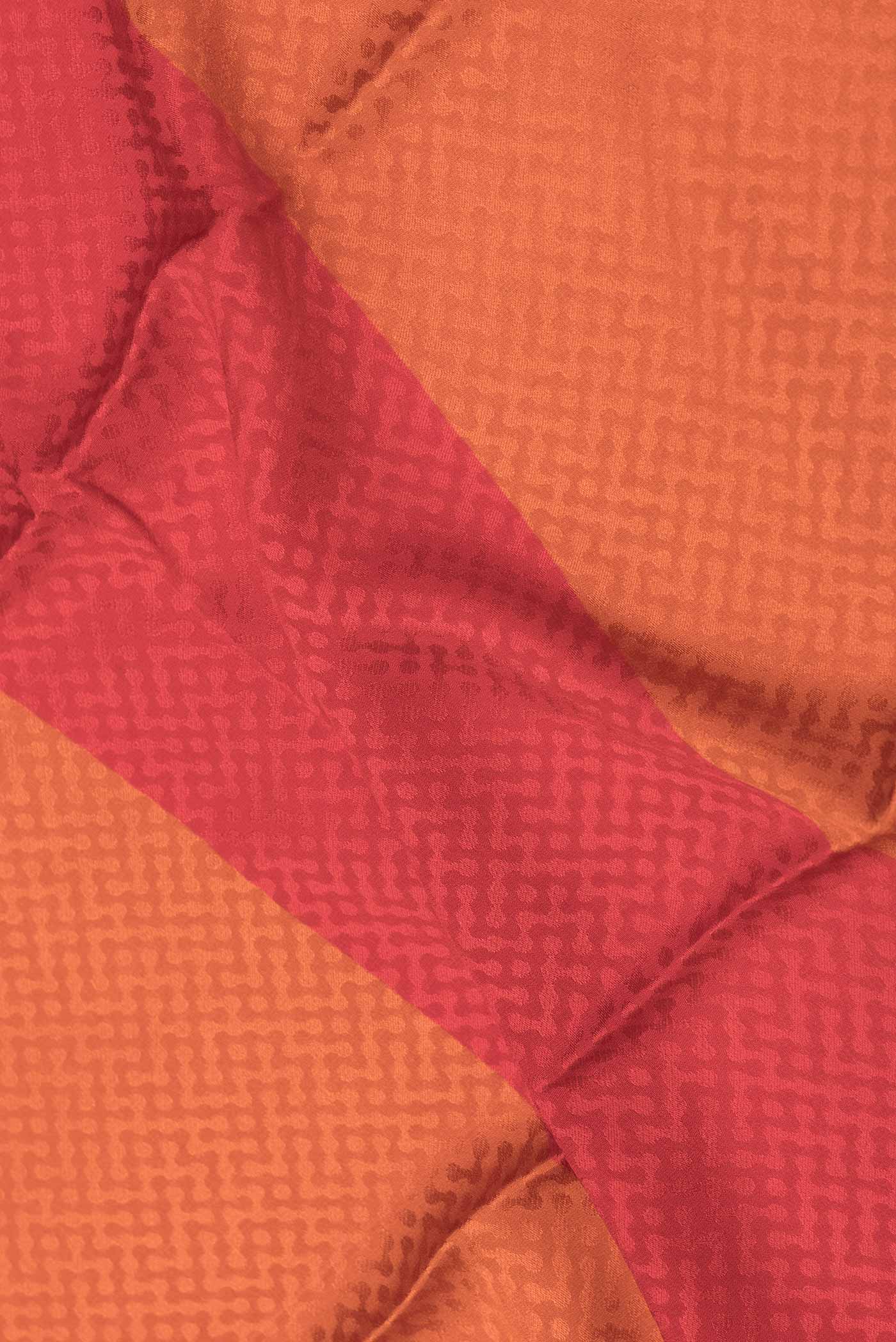 Close up of Pink Dual Tone Mysore Crepe Saree with Jacquard design on the body and Zari Border displaying folds
