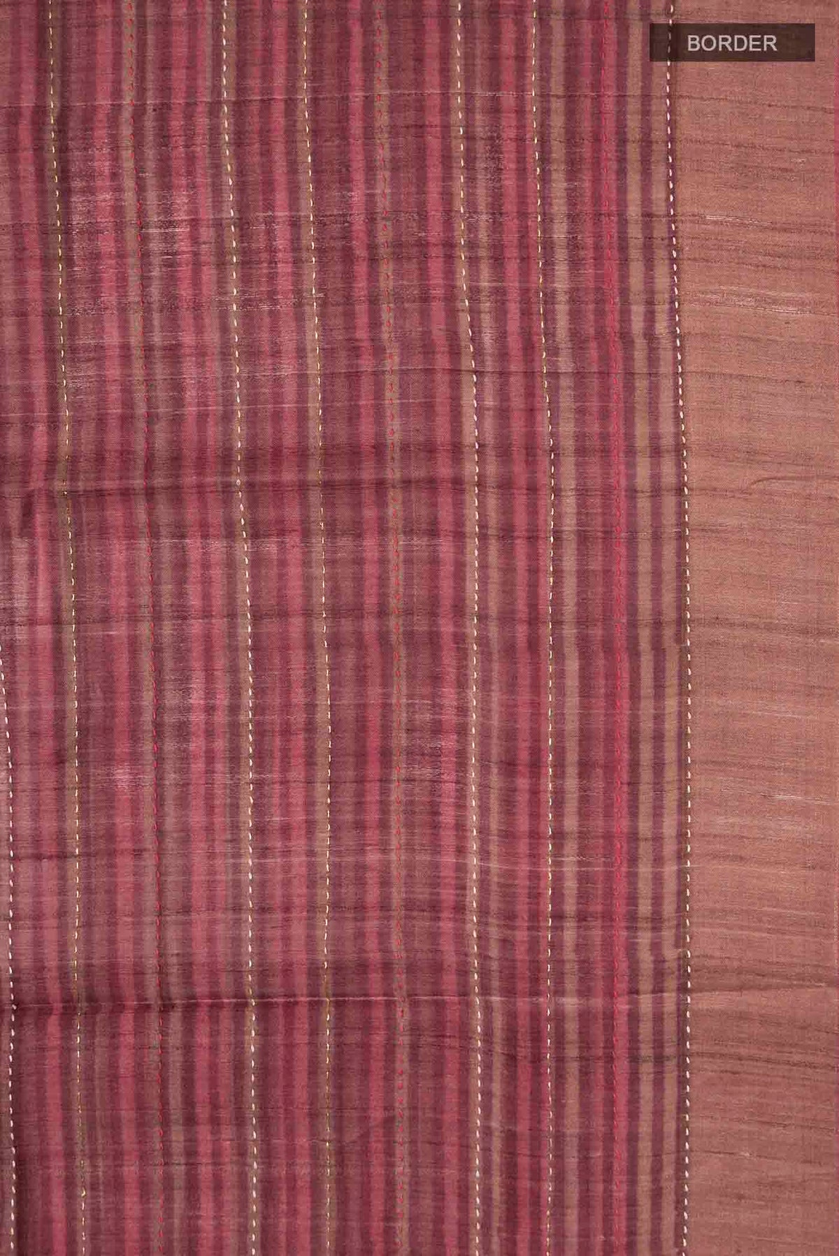 Border image of Maroon Bhagalpuri Tussar Silk Saree with Embroidery on the body and Zari Border