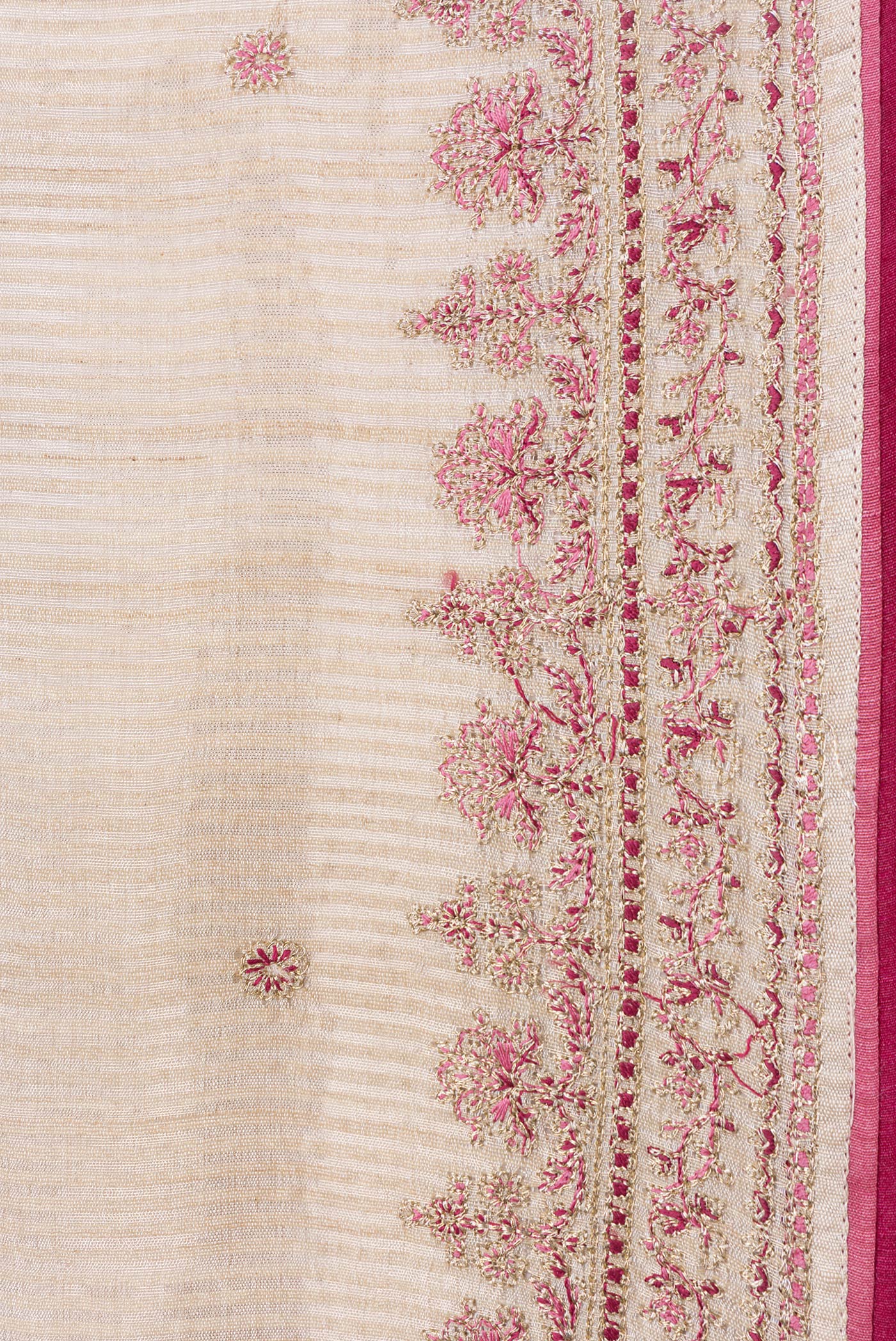 Border image of Beige Dual Tone Tussar Silk Saree with Embroidery on the body and Embroidery Border. 