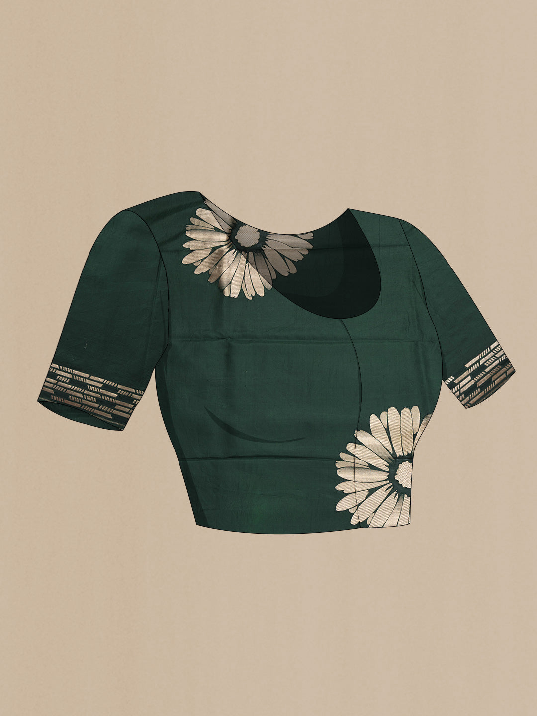Close up image of the blouse of Pista Green Dual Tone Organza Silk Saree with Stripes on the body and Zari Border