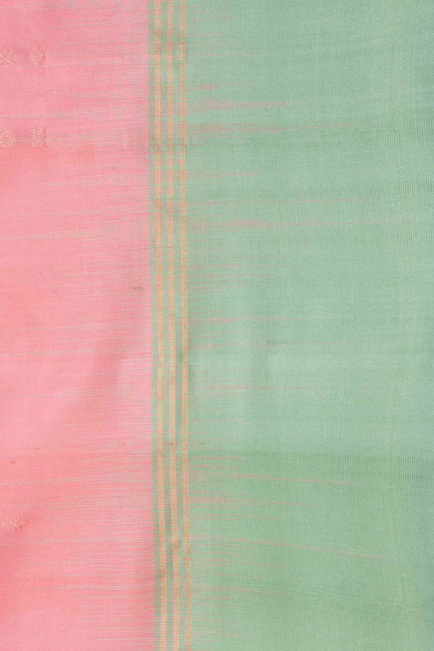 Border image of Peach Dual Tone Soft Silk Saree with Zari Butta on the body and Zari Border. 