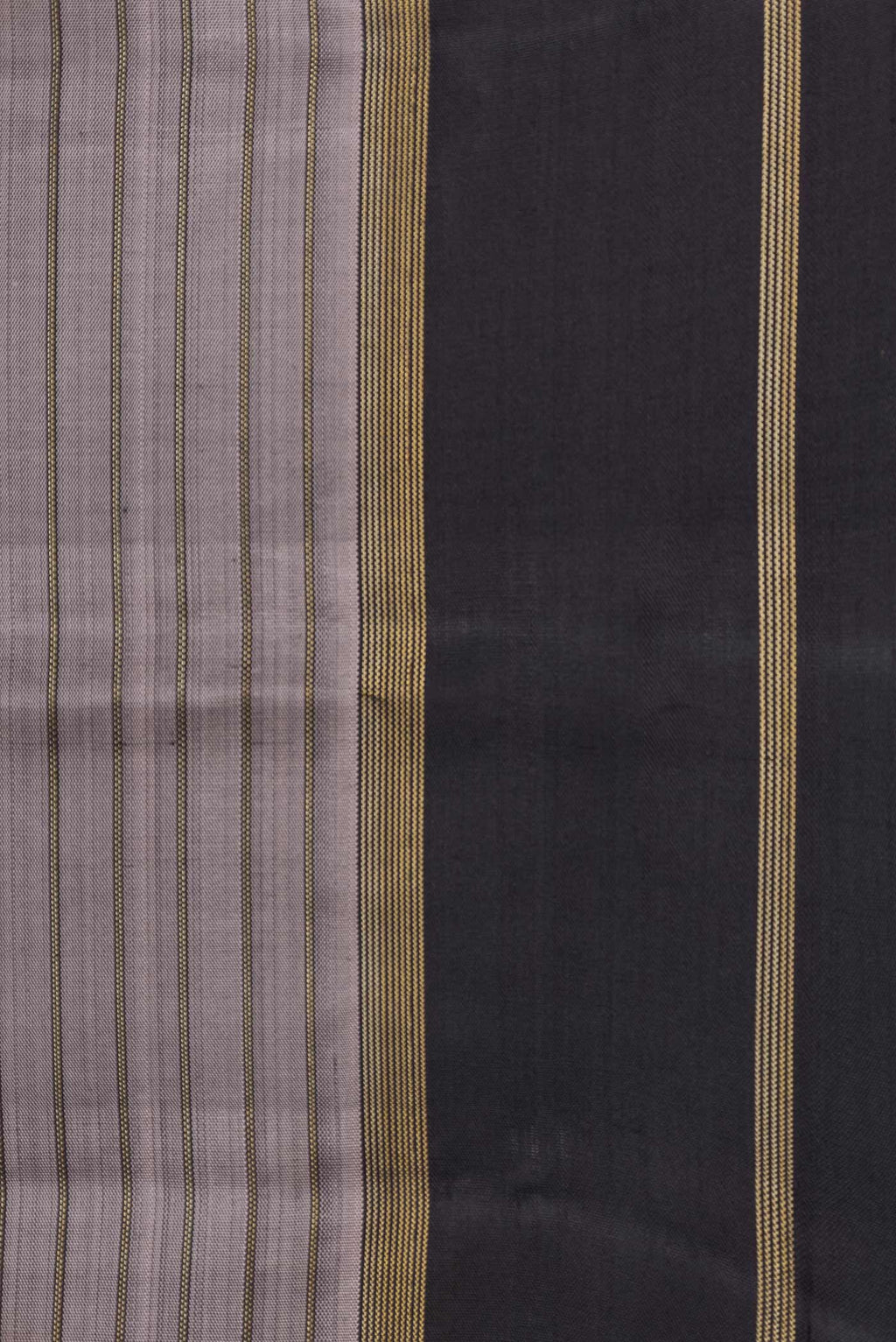 Border image of Grey Dual Tone Kanchipuram Silk Saree with Stripes on the body and Zari Border