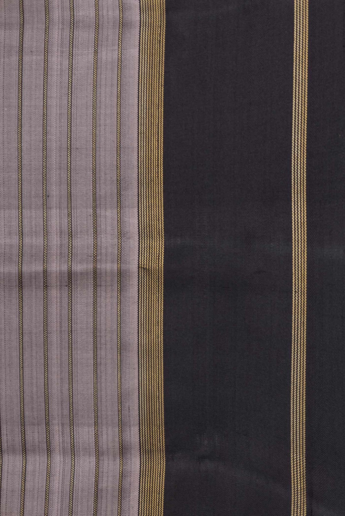 Border image of Grey Dual Tone Kanchipuram Silk Saree with Stripes on the body and Zari Border
