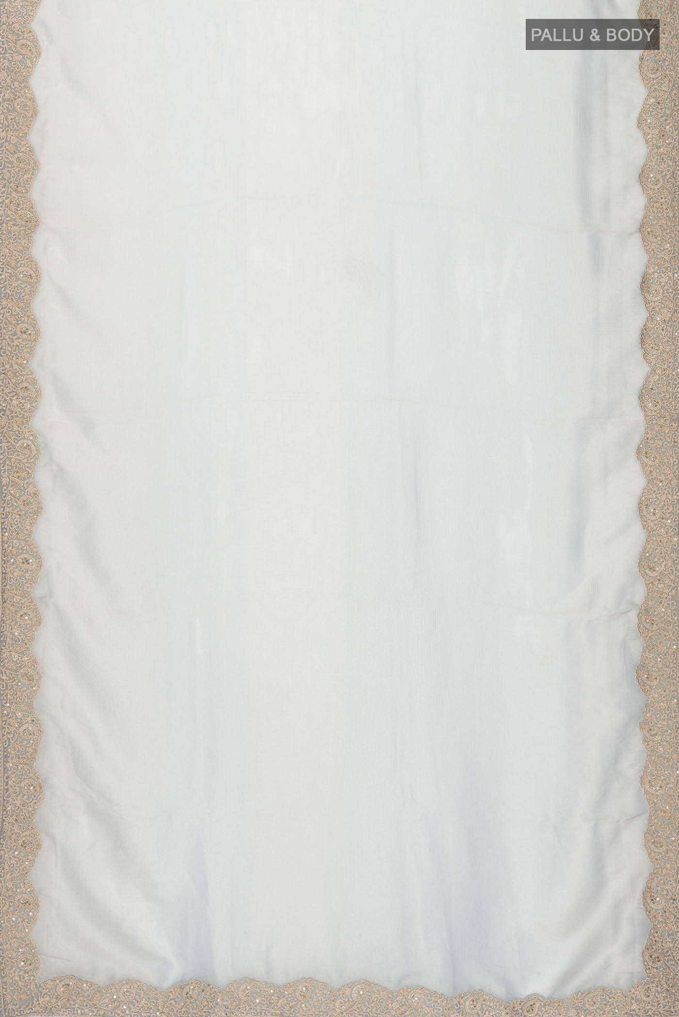 Flat view of Green Tissue Silk Saree with Plain Body and Embroidery Border