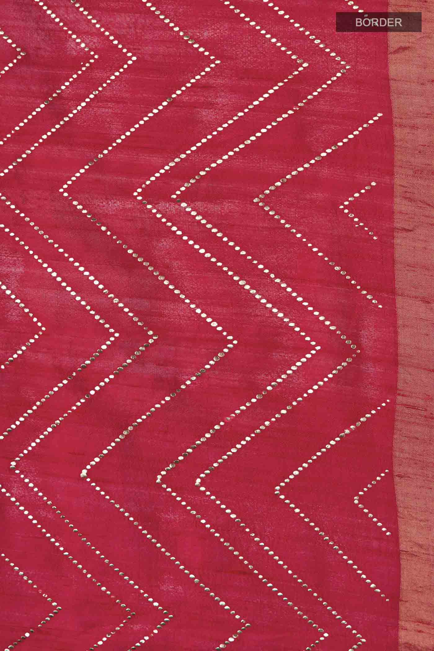 Border image of Red Raw Silk Saree with Embroidery on the body and Zari Border