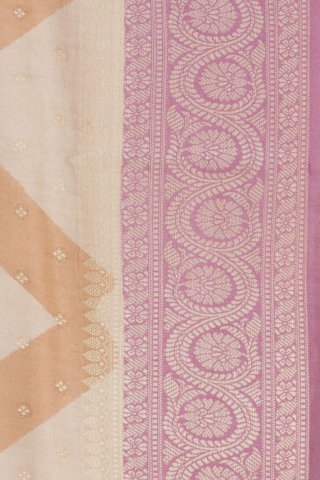 Border image of Beige Dual Tone Tussar Silk Saree with Zari Butta on the body and Zari Border. 